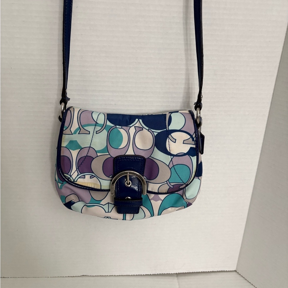 Coach Kyra scarf print signature crossbody